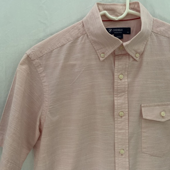 CREMIEUX COLLECTION MEN'S SHORT SLEEVE SHIRT COTTON PINK SIZE S 38 - Picture 5 of 12